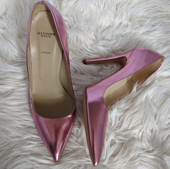 Alexander White Metallic Pink Pumps Size 40 - Picture 6 of 8